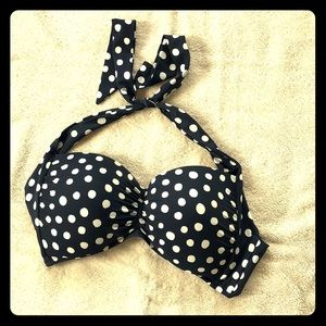 Seafolly navy/polka dot bikini top — worn once!